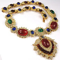 Vintage-Kenneth-Lane-Gold-Ruby-Emerald-and-Sapphire-Jackie-Onassis-Pendant-Necklace_trifari.com