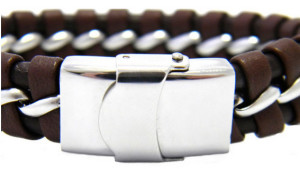 2014 04 20 19 08 03 Braided Leather and Stainless Steel Bracelet Overstock.com Shopping The Best Deals on Fashion Brace