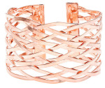 Плетёный браслет-манжета из розового золота - фото Overstock.com