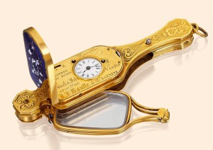 Лорнет с часами. Золото, эмаль, бриллианты. 1860 год. Фото - marinni.livejournal.com