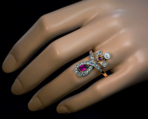 Кольцо с бриллиантами и рубином ар нуво - romanovrussia.com