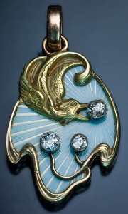 Art Nouveau Enameled Gold Pendant romanovrussia.com