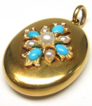 Викторианский золотой медальон с камнями---1870---houseofriches.com.au