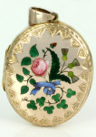 Антикварный медальон с цветочной росписью -1900---kalmarantiques.com.au