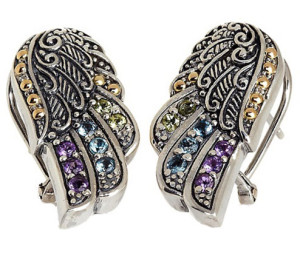 Серьги-крылья из серебра с полудрагоценными камнями, Robert Manse Designs
