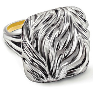 Серебряное кольцо с мотивом перьев, Repoussé Jewelry by Galmer