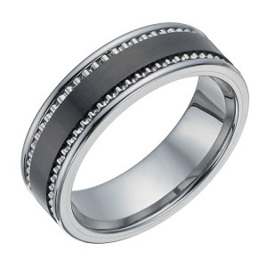 Вольфрамовое кольцо с керамической вставкой.